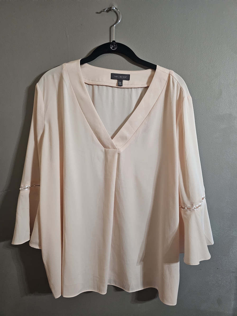 The Limited Pale Blush V-Neck Bell Sleeve Blouse